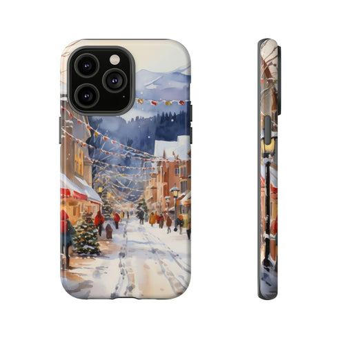Bustling Victorian Christmas Market - Impact Resistant Phone Case iPhone 14 Pro Max Glossy